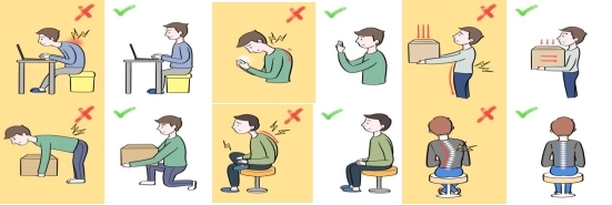 图5 正确日常活动姿势对比示例