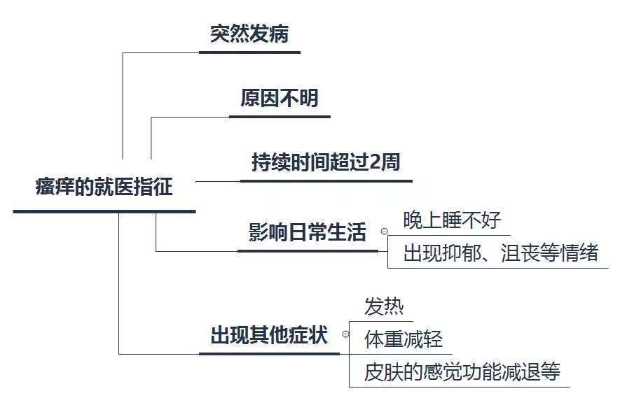 瘙痒的就醫指征（圖片來源：作者自制）