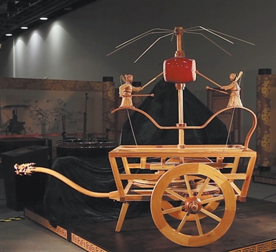  中國科學技術館展出的記裡鼓車復原模型。   中國科學技術館供圖