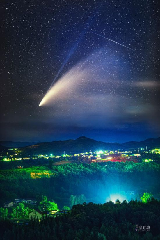 重慶市星空攝影愛好者戴建峰2020年7月19日在陝西安康拍攝的新智彗星。（本人供圖）