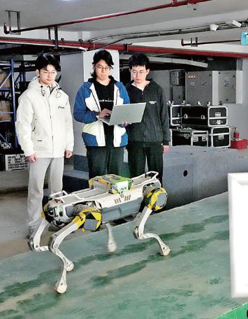 浙江杭州，一家具身智能机器人公司工作人员正在调试机器狗。新华社发