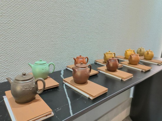 这是江苏宜兴一家工作室展示的部分茶壶作品（5月22日摄）。新华社记者 何磊静 摄