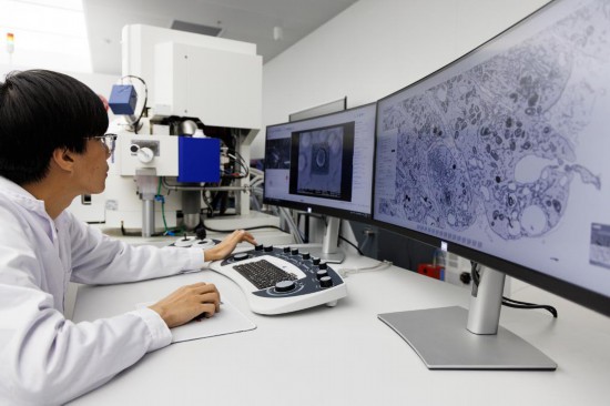 3月20日，中国科学院生物物理研究所谢佳利助理工程师在多模态高分辨分子成像装置一款光电关联成像设备前工作。新华社记者金立旺 摄
