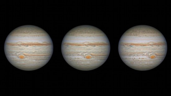 2022年9月27日木星冲日,这是9月26日在云南昆明拍摄的木星(拼版)。(梁长海 摄)