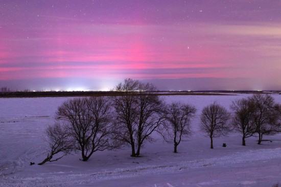 1月20日晚，在黑龙江富锦市拍摄的极光。（庚喜庆 摄）