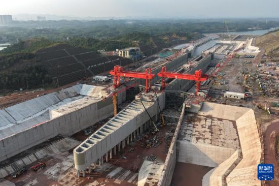 这是3月29日拍摄的平陆运河青年枢纽建设现场（无人机照片）。     新华社记者 周华 摄